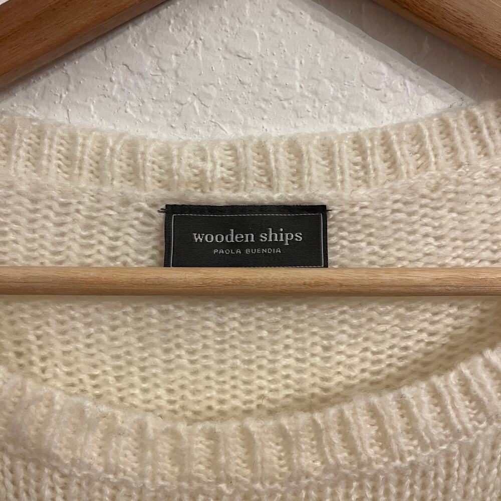 Wooden Ships Reindeer Sweater M L Christmas Mohair Wool Blend Oversized Holiday - Picture 5 of 11